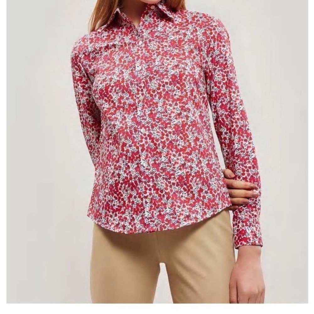 J. Crew Liberty London Cotton Poplin‎ Perfect Shirt In Wiltshire Print SZ 0